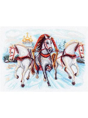 Рисунок на канве \"Тройка лошадей\" Матренин Посад 1859835 купить в  интернет-магазине Wildberries