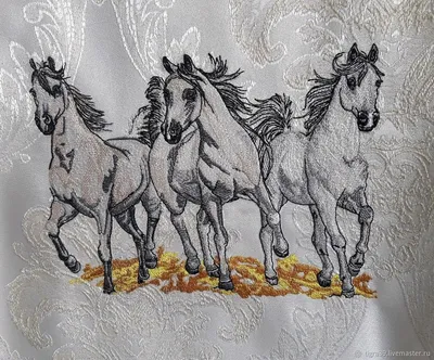 Вышитая картина: Тройка лошадей на белом фоне – заказать на Ярмарке  Мастеров – N2SZ2RU | Картины, Дзержинский