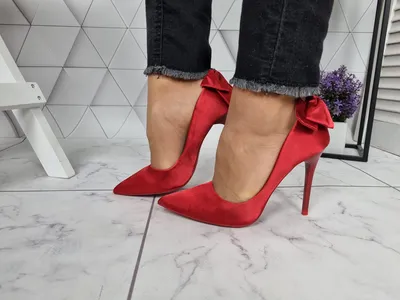 Туфли лодочки красные на шпильке с бантом сзади, Размер женской обуви 38  (24,5 см), цена 529 грн — Prom.ua (ID#1728104717)