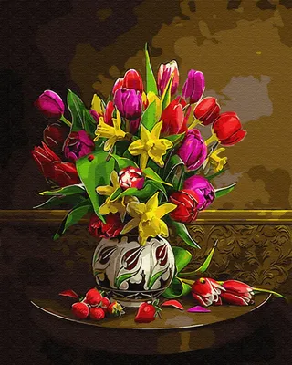 Букет из нарциссов, тюльпанов и генисты - заказать доставку цветов в Москве  от Leto Flowers