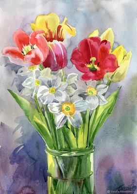Обои весна, тюльпаны, бутоны, нарциссы картинки на рабочий стол, раздел  цветы - скачать
