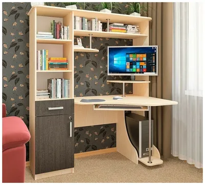 Угловой компьютерный стол КС-31 с пеналом, молочный дуб / венге — купить в  интернет-магазине по низкой цене на Яндекс Маркете
