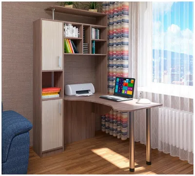 Угловой компьютерный стол КС-14 с надстройкой и пеналом, ясень  темный-светлый — купить в интернет-магазине по низкой цене на Яндекс Маркете