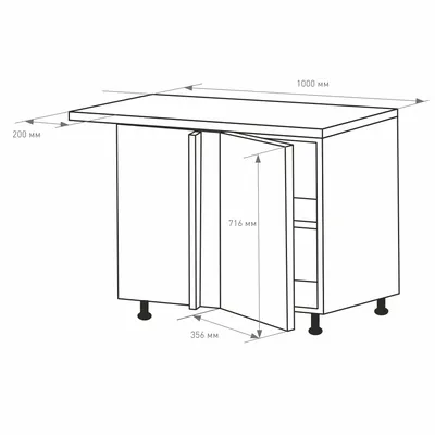 Корпус нижнего углового шкафа белый 720х800(1000)х500 мм купить недорого в  интернет-магазине товаров для кухни Бауцентр