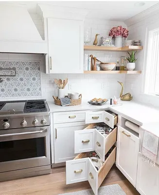 Кухонные шкафы для маленькой кухни - 72 фото