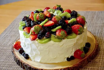 Торт бисквит с творожным кремом украшение ягодами и фруктами рецепт с фото  - 1000.menu
