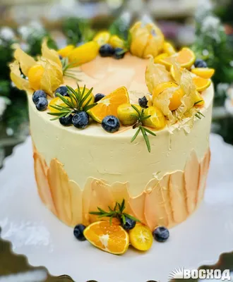 Торт № 299 Праздничный, декор фрукты на заказ в Краснодаре - кулинария  Восход
