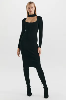 Трикотажное платье-футляр с вырезом каре 1451302501-50 - купить в  интернет-магазине LOVE REPUBLIC по цене: 1 299 руб