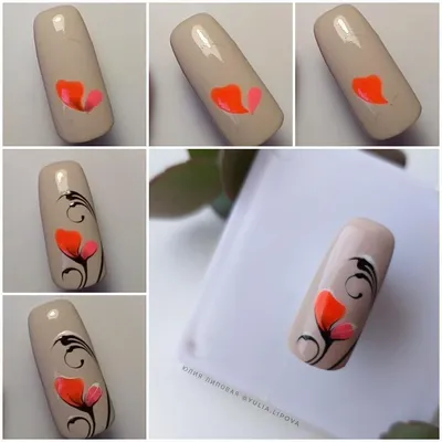 No photo description available. | Floral nails, Floral nail art, Nail art  tutorial