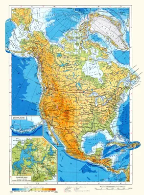 Географические карты стран мира » Физическая карта США (Eng)