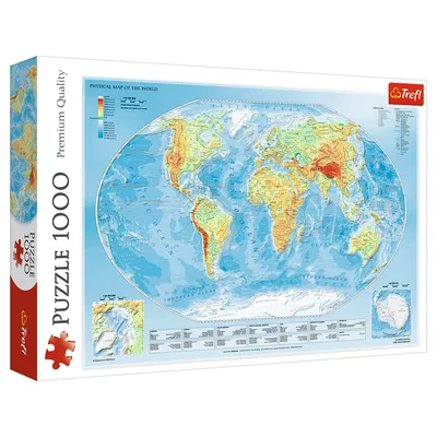 Карта Мира РУЗ Ко Физическая карта мира. Карта полушарий. Настенная на  картоне. купить в интернет-магазине Детский мир
