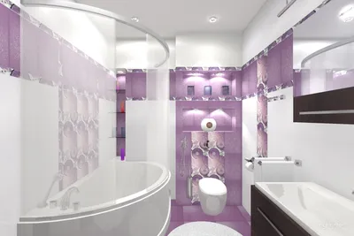 Фиолетовая ванная комната - 57 фото