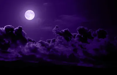 Обои облака, горы, ночь, луна, фиолетовое картинки на рабочий стол, раздел  природа - скачать