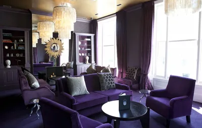 Дизайн гостиной в фиолетовом цвете | Обои для телефона