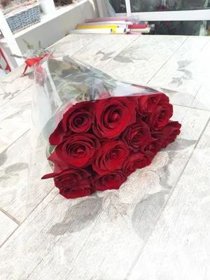 13 роз красного оттенка в лавандовом оформлении №1498 купить в Пензе