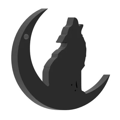 Бесплатный STL файл Брелок для ключей в виде черного волка, воющего на луну・Модель  для загрузки и 3D-печати・Cults
