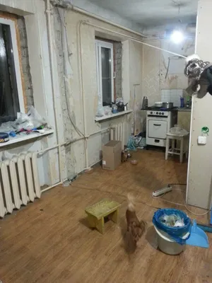 Белая кухня совмещенная с гостиной в хрущевке 5,6 кв.м. (до и после)