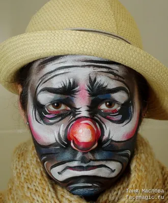 Грустный клоун - пример аквагрима - Таня Маслова | Макияж в стиле клоуна,  Клоуны, Клоунский грим