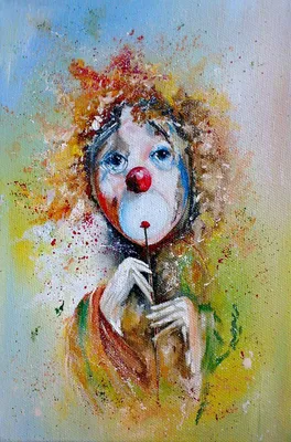 Портрет грустного клоуна, живопись, ручная роспись, Современная фигурка  клоуна, картина маслом на холсте для комнаты, Настенный декор, подвесная  живопись - купить по выгодной цене | AliExpress