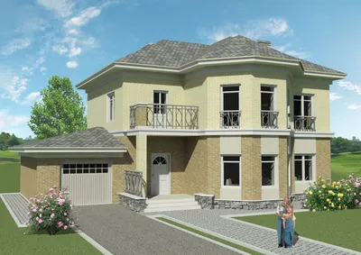 Проект двухэтажного дома до 200 кв.м. с гаражом | Архитектурное бюро  \"Беларх\" - Авторские проекты планы домов и коттеджей
