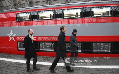Запуск первого двухэтажного поезда \"Аэроэкспресс\" на Киевском вокзале | РИА  Новости Медиабанк