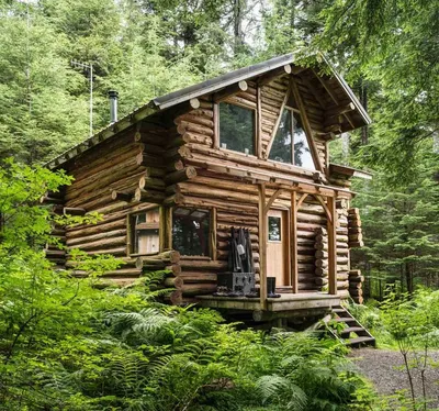 Фото Деревянный домик в лесу