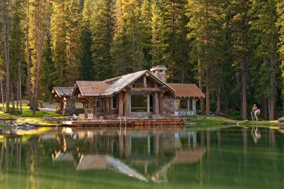Дом на берегу озера в лесу - 58 фото