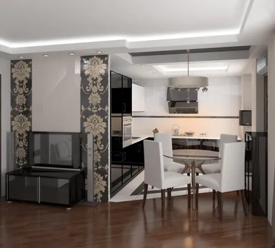 Зал-кухня - Работа из галереи 3D Моделей