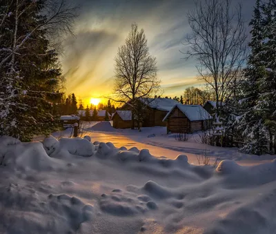 Картинки зима вечер деревня (48 фото) » Юмор, позитив и много смешных  картинок