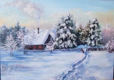 Картина \"Зима в деревне\