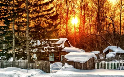 Зима в деревне - 52 фото