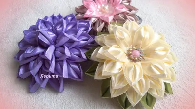 Цветы канзаши из ленты 2,5 см, мк | Kanzashi flowers, Fabric flowers diy,  Ribbon flower tutorial