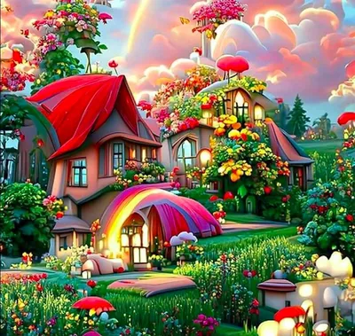 Сказочно красочный красивый дом с садом - Puzzle Factory