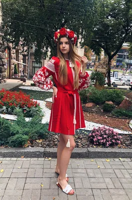 Красное платье вишиванка купить дешево с доставкой по Украине и Киеву,  большой выбор моделей и орнаментов вышиванок на сайте nd-ukraine