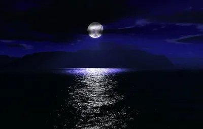 Обои море, ночь, лунная дорожка картинки на рабочий стол, раздел пейзажи -  скачать