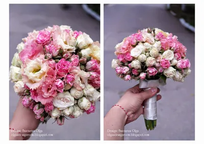 Baiciurina Olga's Design Room: Ivory\u0026pink Little rosses wedding  bouquet-Букет невесты из маленьких розочек.