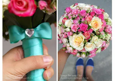 Baiciurina Olga's Design Room: Little roses Pink\u0026Mint tender wedding  bouquet-Милый букет невесты из маленьких розочек.