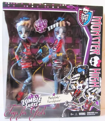 Куклы Монстер Хай Мяулодия и Пурсефона: кошки из набора Monster High Zombie  Shake Meowlody and Purrsephone