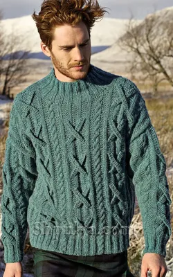 Мужской свитер спицами — Shpulya.com - схемы с описанием для вязания  спицами и крючком