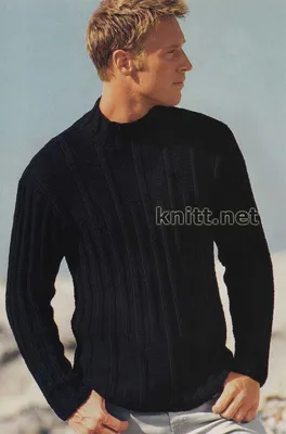 Мужской свитер с фантазийной резинкой спицами