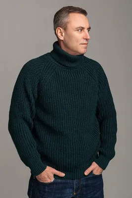 Шерстяной мужской свитер с высоким горлом Франческо зеленого цвета | Mio  Richi