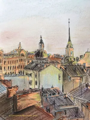 Картина Санкт Петербург крыши пастель – купить онлайн на Ярмарке Мастеров –  MH14YRU | Картины, Екатеринбург