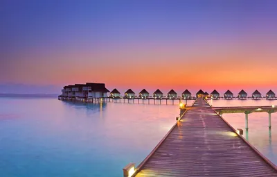 Обои океан, вечер, Мальдивы, курорт картинки на рабочий стол, раздел  пейзажи - скачать