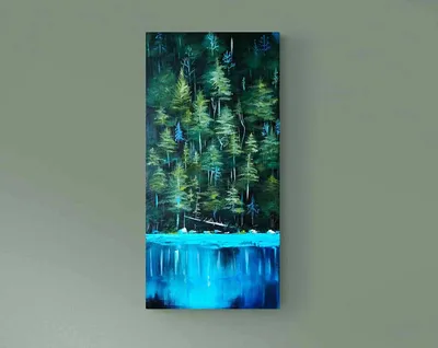 Картина художника Kseniya Константинова Картина маслом на холсте Лес у  озера в стиле Реализм интернет магазин SwamiArt