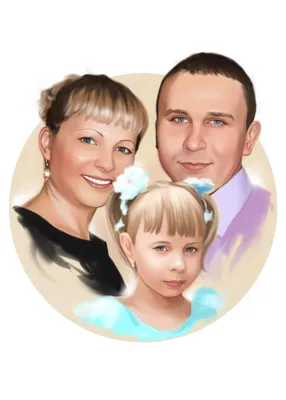 Семейный портрет по фото на холсте в Уфе - правильный подарок! - Портреты и  шаржи по фотографии в Уфе