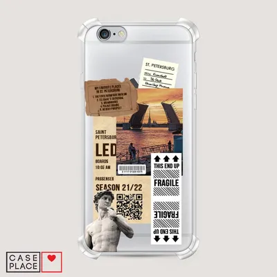 Противоударный силиконовый чехол для iPhone 6S с принтом «Санкт-Петербург  коллаж» — купить в интернет-магазине Case Place