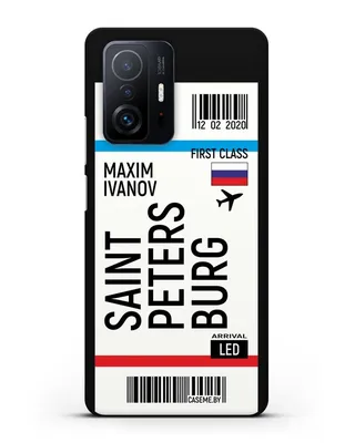 Чехол Авиабилет Санкт-Петербург с именем, фамилией для Xiaomi 11T Pro  силикон черный купить в интернет-магазине caseme.ru