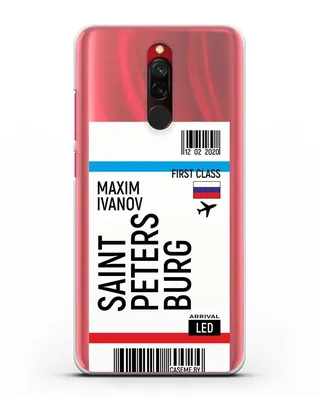 Чехол Авиабилет Санкт-Петербург с именем, фамилией для Xiaomi Redmi 8  силикон прозрачный купить в интернет-магазине caseme.ru