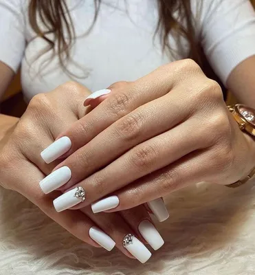 Белые нарощенные ногти с дизайном - 57 фото