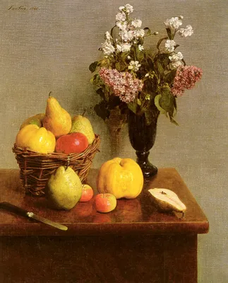 Анри Фантен-Латур - Натюрморт с цветами и фруктами, 1866: Описание  произведения | Артхив